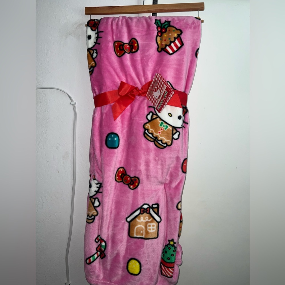 Pink Hello Kitty christmas throw blanket RARE find. Candy land hello kitty